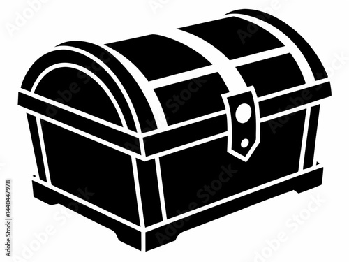 wooden treasure chest silhouette,treasure chest flat vector icon