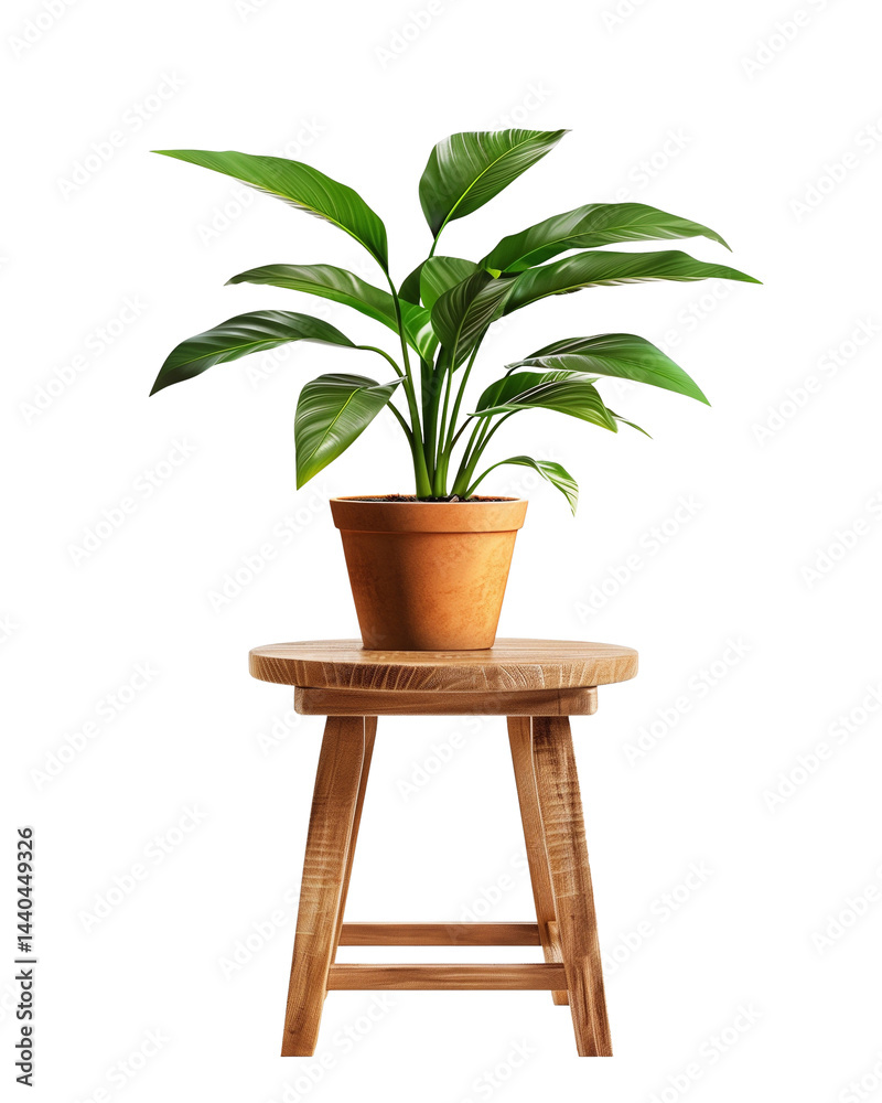 Obraz premium Tropical Aglaonema houseplant in pot on a stand