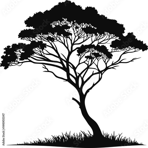 Tree Silhouette Vector Illustration - Simple and Minimalistic Outline Design for Creative.