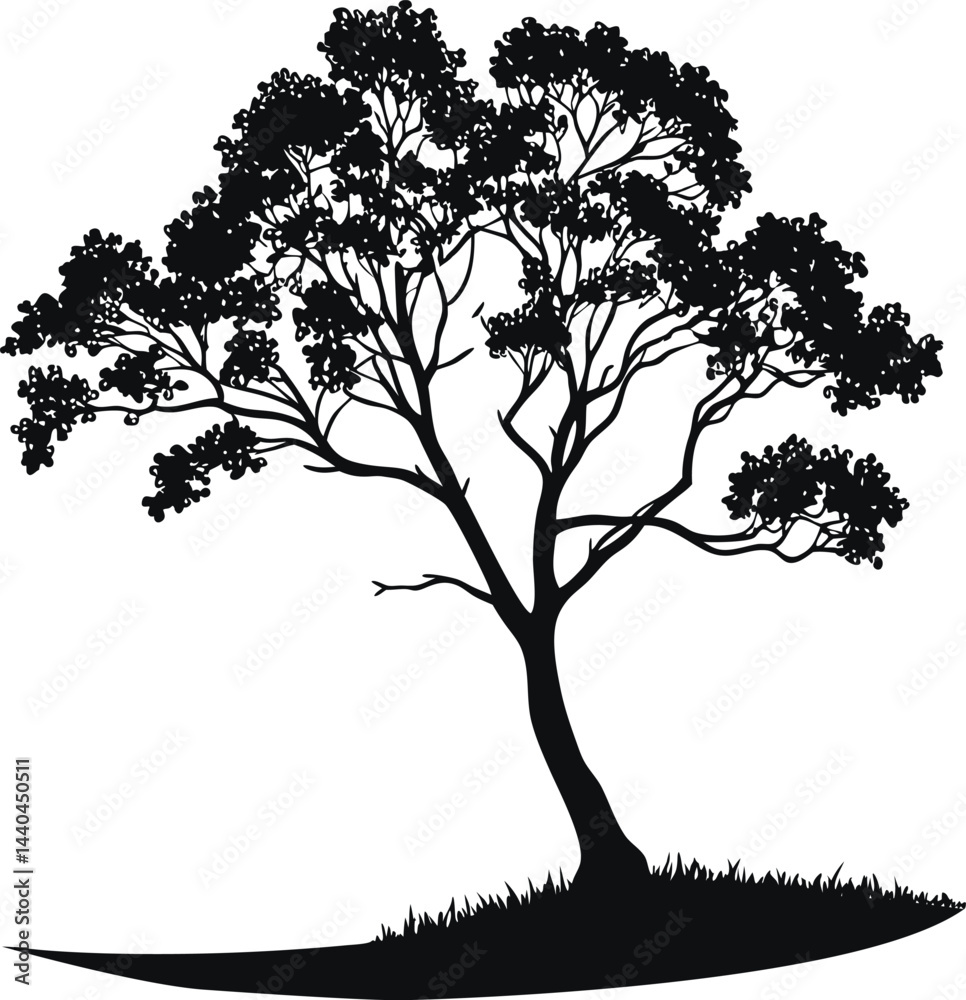 Obraz premium Tree Silhouette Vector Illustration - Simple and Minimalistic Outline Design for Creative.