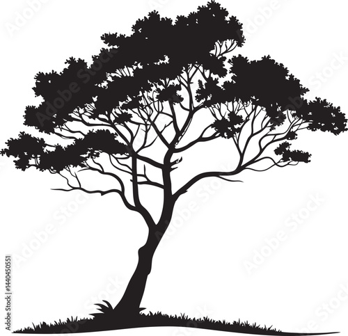 Tree Silhouette Vector Illustration - Simple and Minimalistic Outline Design for Creative.