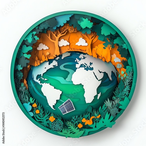 Eco-friendly world with vivid paper art.