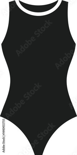 Elegant Sleeveless Swimsuit Silhouette Vector for Summer Beachwear and Swim Fashion Themes