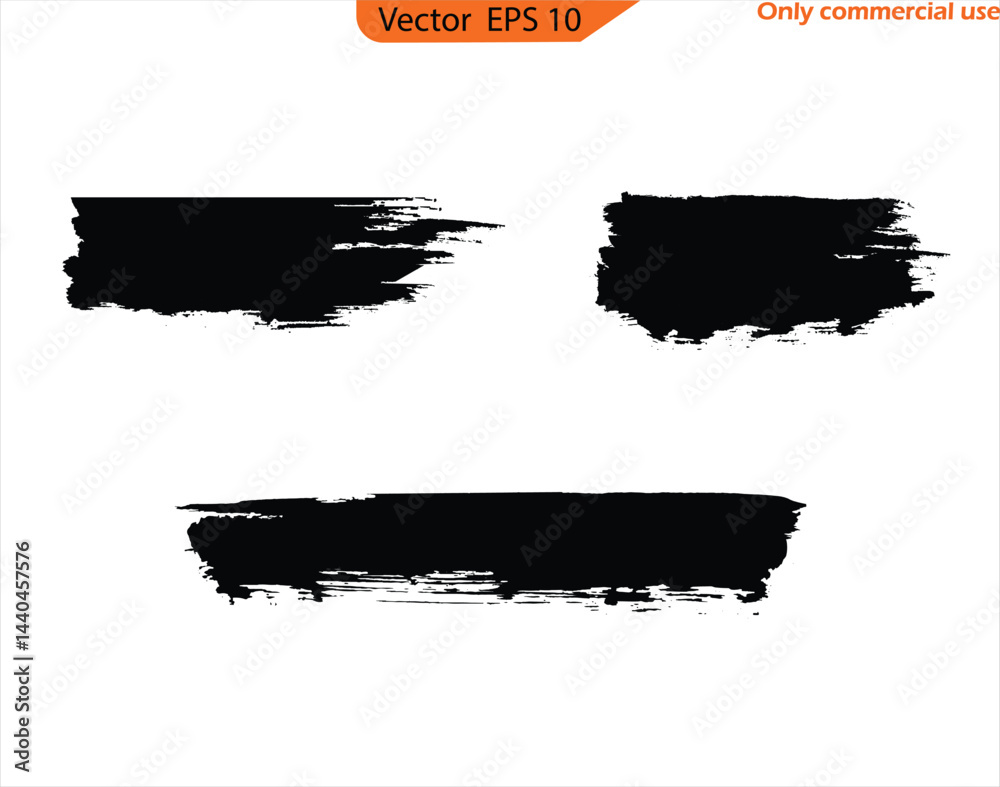 Set of grunge banners. Black ink line, grunge brush strokes, ink paint set, EPS 10. clip art, Paint splatter Paint stroke. Only commercial use