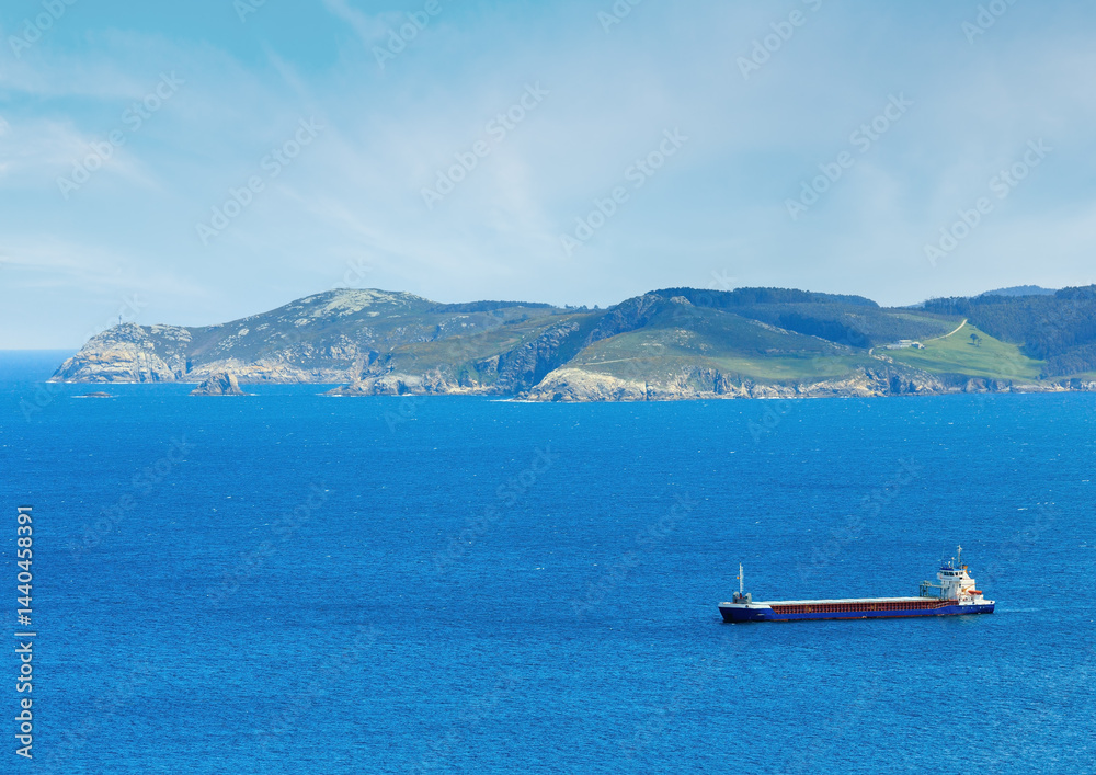 Ferryboat and Atlantic coastline.