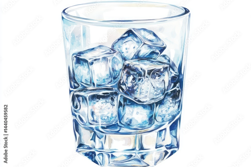A glass filled with several ice cubes A glass filled with several ice cubes