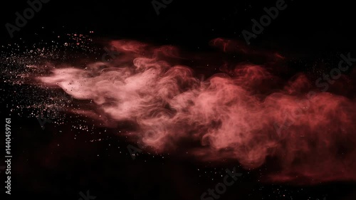 red and white explosion of dust and debris. The red and white colors are vibrant and eye-catching, creating a sense of energy and excitement. The image is dynamic and full of movement, as the dust