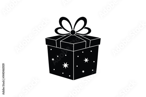 Christmas Gift box silhouette vector on white background