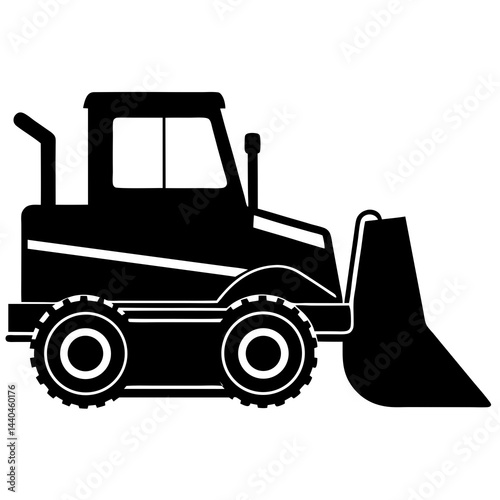 wheel loader Silhouette Vector on white background