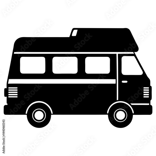 mini bus Silhouette Vector on white background