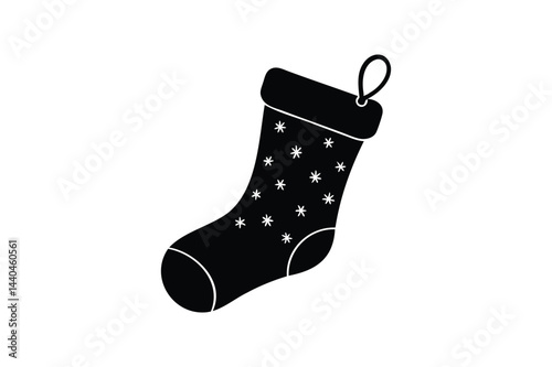christmas Holiday Stocking silhouette vector on white background