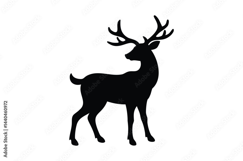 Christmas reindeer silhouette vector on white background