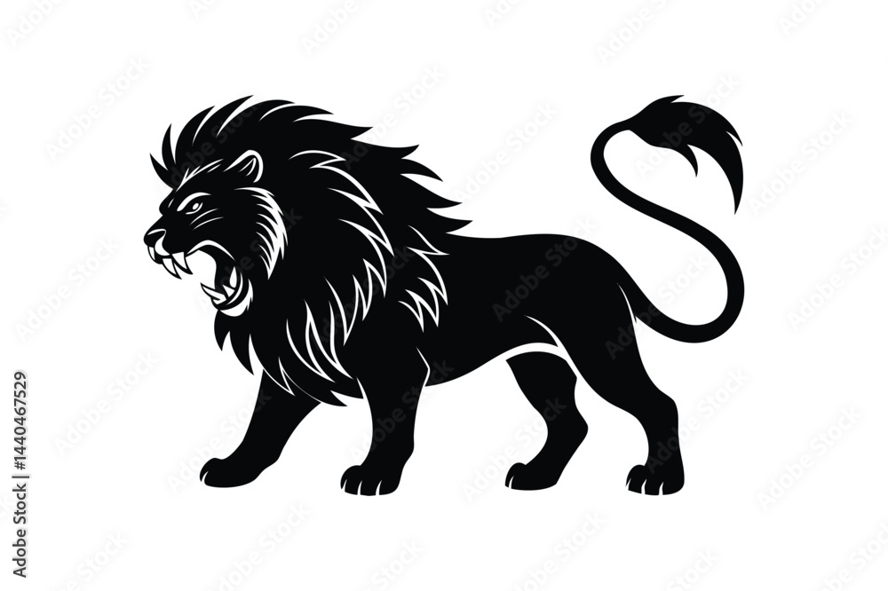 Obraz premium Roaring lion vector on white background