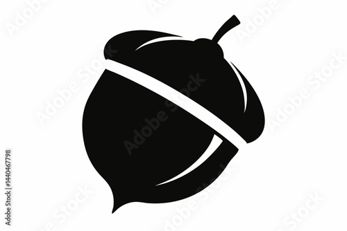 Fallen Acorn Cap Only Black And White Vector Illustration