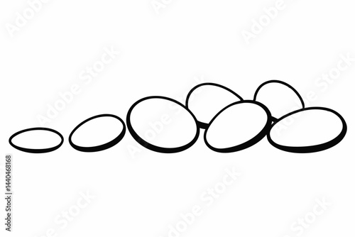 Small Pebble Stones Line Art Black And White Vector Illustration