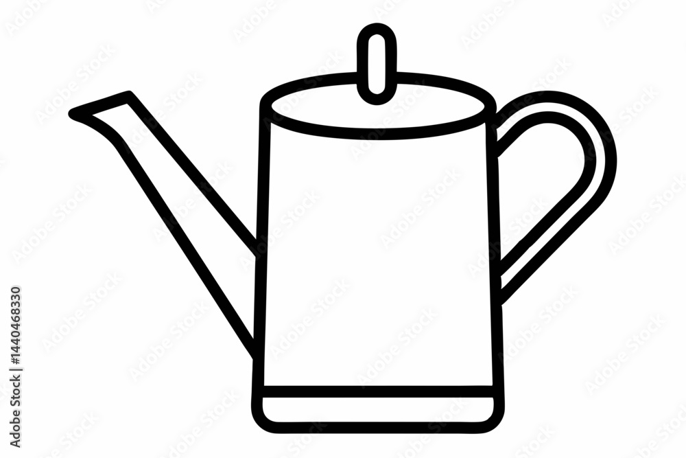 Fototapeta premium Tin Watering Can Simple Outline Black And White Vector Illustration