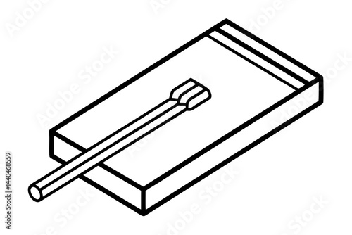 Vintage Matchbox Minimal Line Art Vector Illustration
