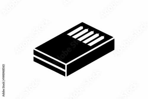 Vintage Matchbox Minimal Silhouette Black And White Vector Illustration