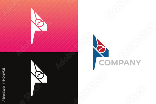 digital company logo, technology logo, builder, industrial, abstract letter P with eagle, construction logo, p