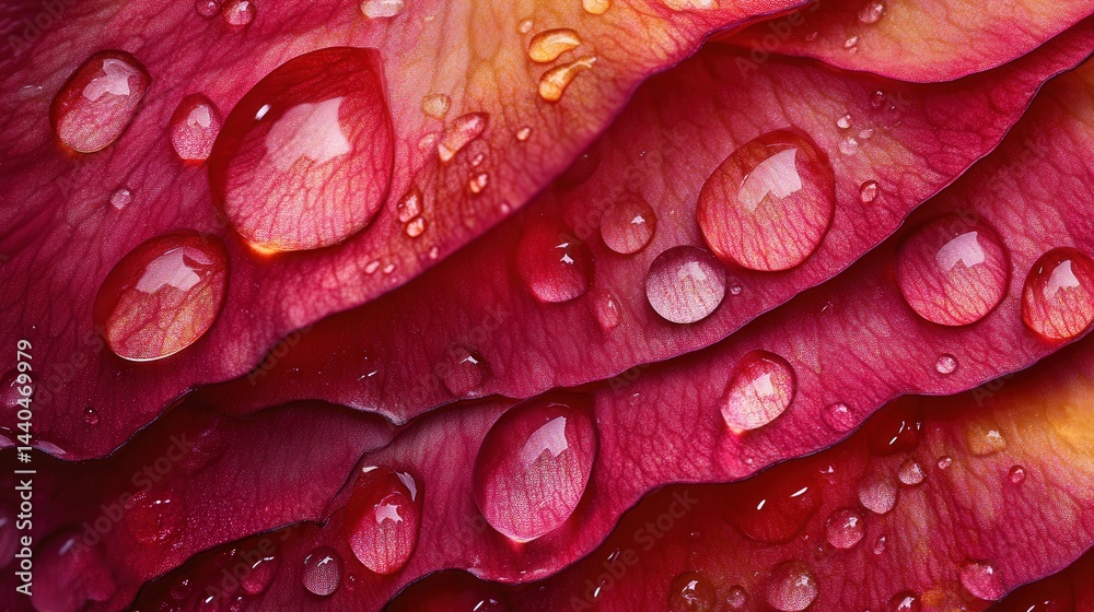 Fototapeta premium water drops flowing on the surface of a rose leaf