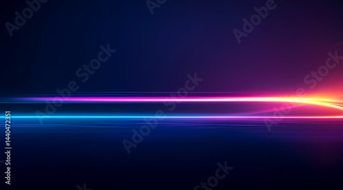 An abstract image with vibrant neon light streaks on a dark backdrop, perfect for modern design projects.