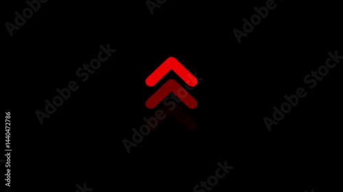 Arrow loading icon concept animation. Up directional arrow loop animation. Abstract arrow moving up on black background. 4k motion graphics animation.