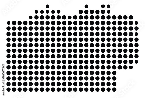Symbol Map Of the County Yadkin (North Carolina, US) showing the County with a few black dots
