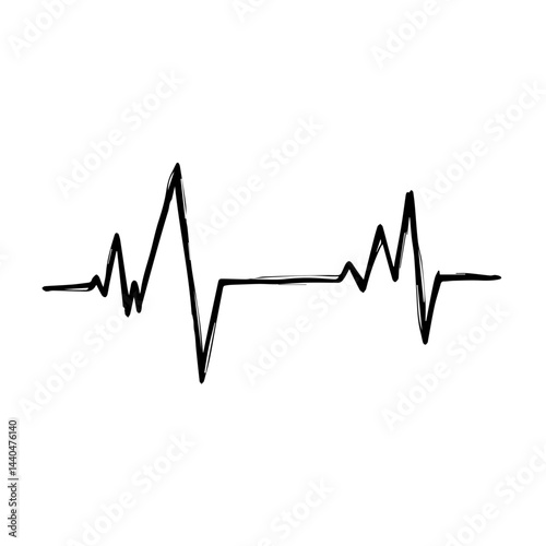 Heartbeat illustration in black and white, for medical presentations