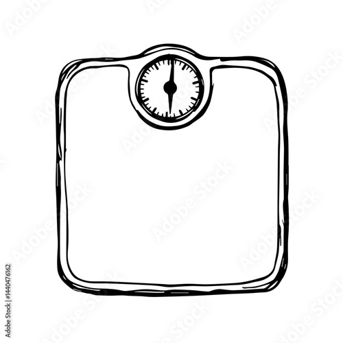 Drawn weight scale isolated on white, the concept of monitoring health, with copy space