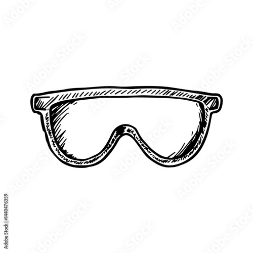 Drawn safety glasses for protection, with copy space