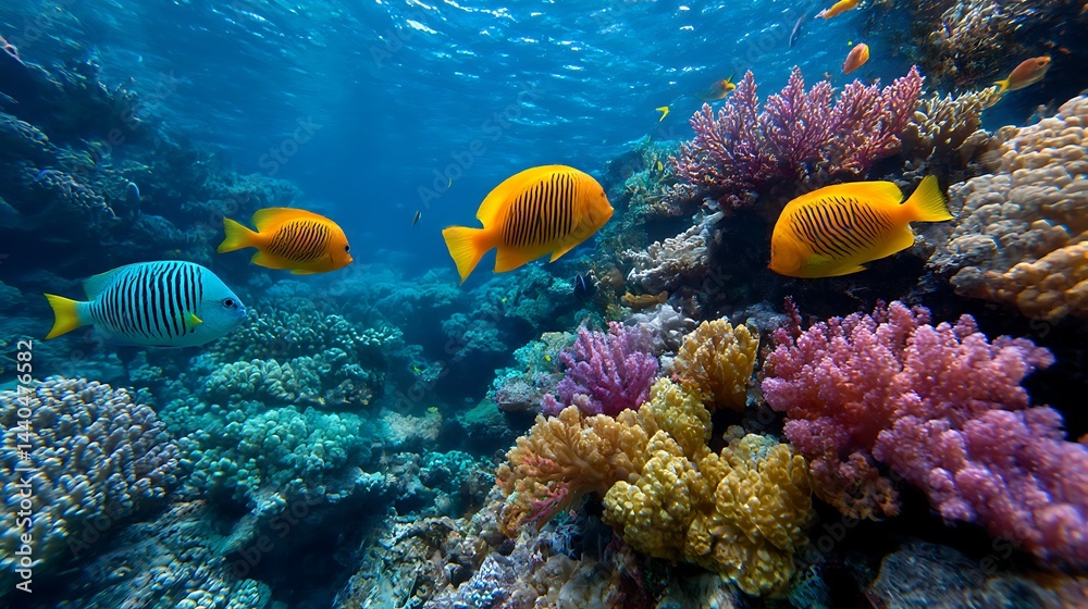 custom made wallpaper toronto digital色鮮やかなサンゴ礁と泳ぐ熱帯魚