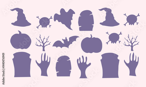 Purple Halloween Shadow Elements in Playful Festival Style for Kids