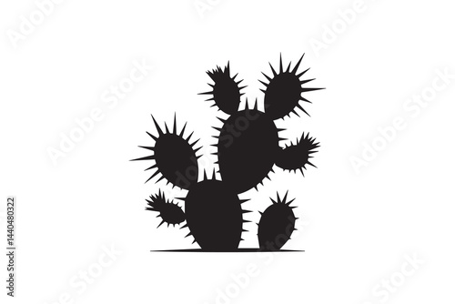 simple and unobtrusive Prickly pear cactus vector silhouette illustration isolated in white background