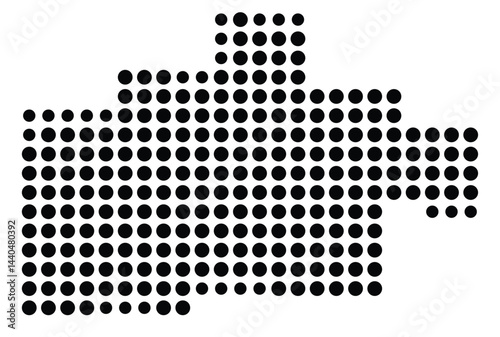 Symbol Map Of the County Hocking (Ohio, US) showing the County with a few black dots