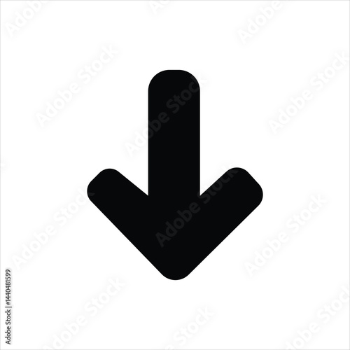 downward arrow icon vector silhouette white background.