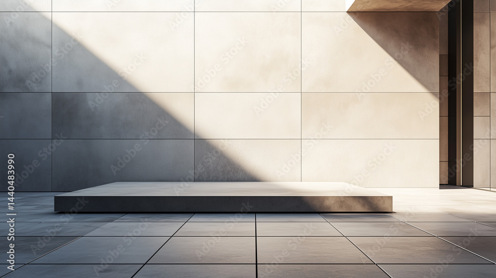 Obraz premium White granite wall with shade of light architecture courtyard, Background for Product Display or Advertisement.