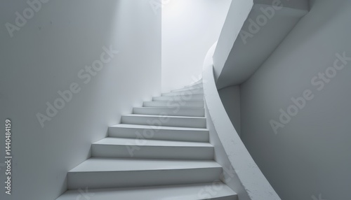 Illuminated white staircase, a captivating display of architectural design and modern elegance