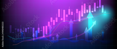 Stock market investment trading graph in graphic concept suitable for financial investment or Economic trends business idea on blue background. Vector illustration design.