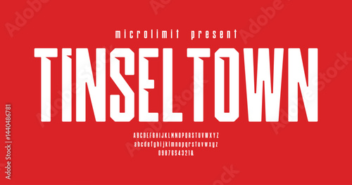 Tinseltown: Vintage American varsity font designed for sports lovers. Ideal for football teams, baseball logos, basketball merch. Classic and powerful. Alphabet collection