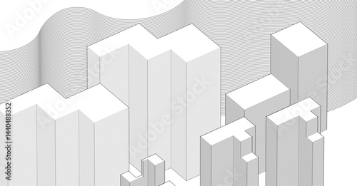 abstract architecture city 3d rendering