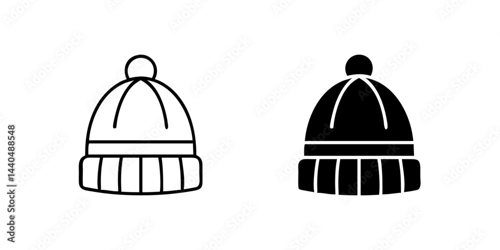 Fototapeta premium A simple vector icon set depicting beanie hats, ideal for fashion, winter, and casual style projects.