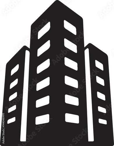 Skyscraper icon vector building symbol for business and finance in flat color glyph pictogram illustration