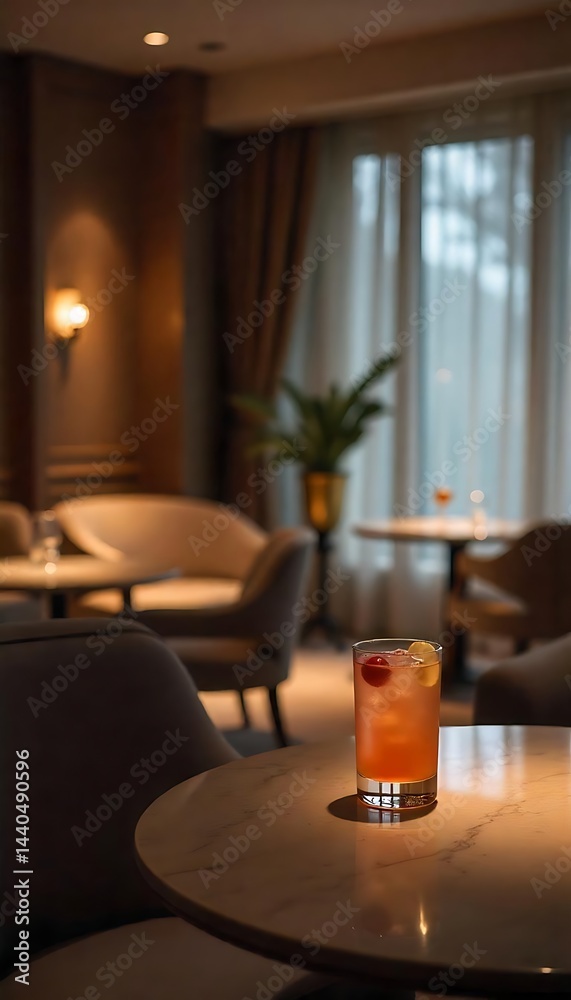 Generative AI Image Featuring a Cocktail in a Sophisticated Lounge Setting Generative AI Image Featuring a Cocktail in a Sophisticated Lounge Setting