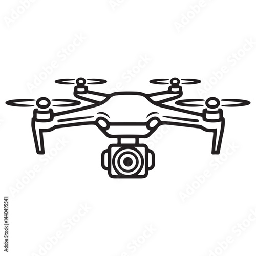 Drone line art vector, drone camera icon outline drawing vector illustration. with white background
