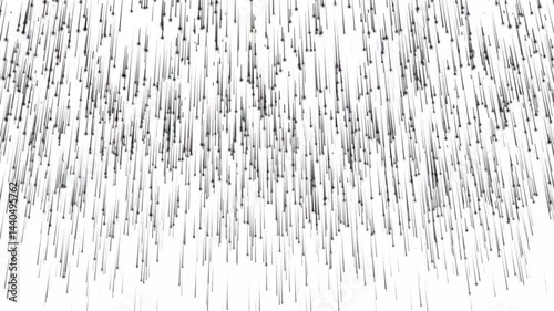 Abstract particle lines fall loop background animation. Black abstract technology futuristic star and line on white background. Fast light trails