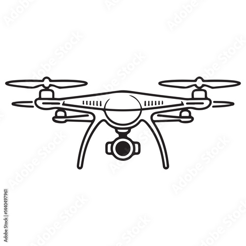 Drone line art vector, drone camera icon outline drawing vector illustration. with white background