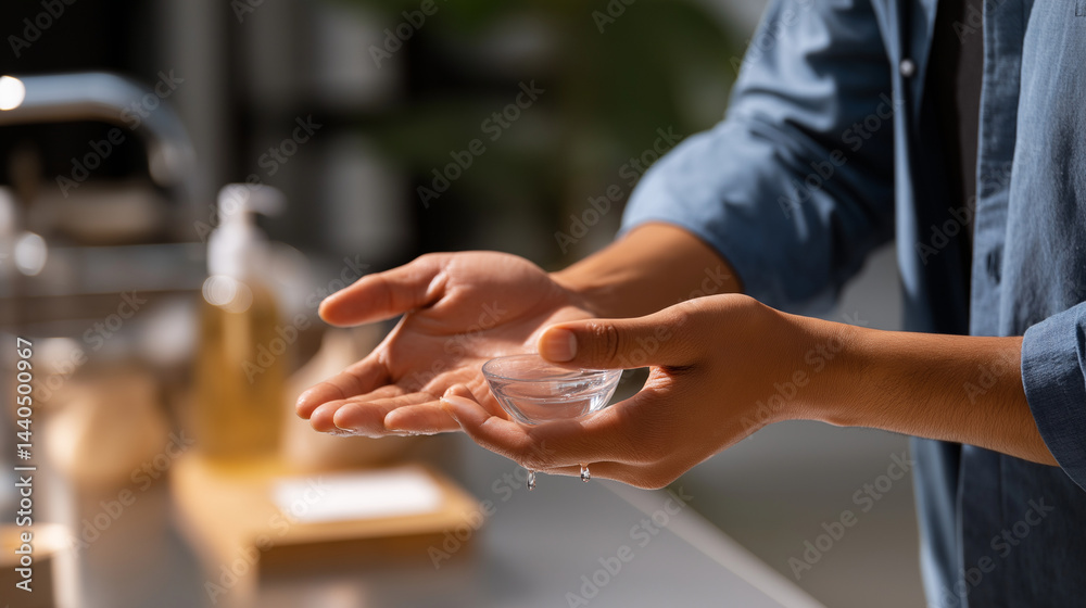 Obraz premium Hand Sanitizing During Quarantine for Hygiene Awareness