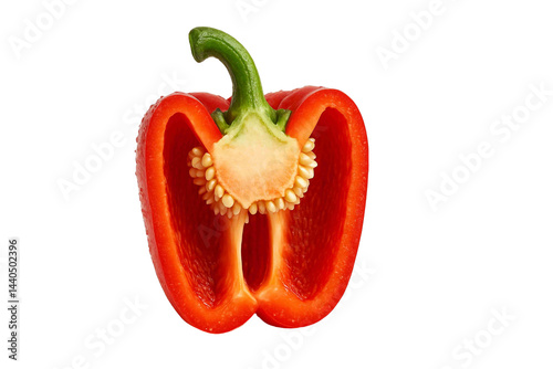 Fresh red pepper split for isolated elements 