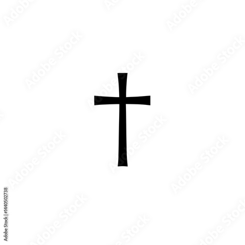 Black cross symbol vector illustration. Religion and symbolism, traditional signs. Faith and christian holidays and event, Church attending