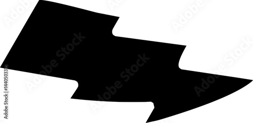 Black silhouette with irregular edges and pointed end, resembling a geographical region or abstract landmass outline on a white background